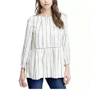 Fever boho long sleeve hippie cream white crochet accent size small